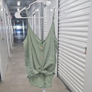 Linen Tank With Coconut Buttons